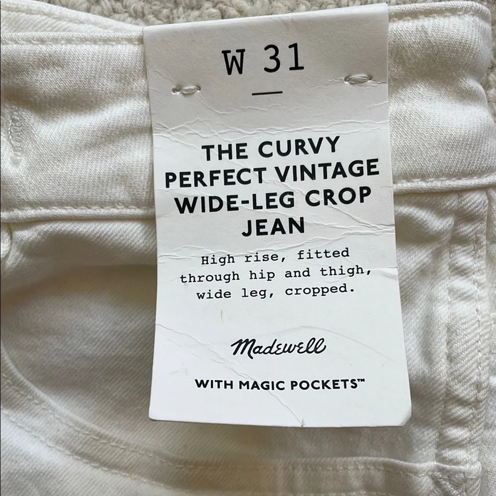 NWT NEW‎ | Madewell The Curvy Perfect Vintage Wide-Leg Crop Jean Tile White 31 - Picture 4 of 13